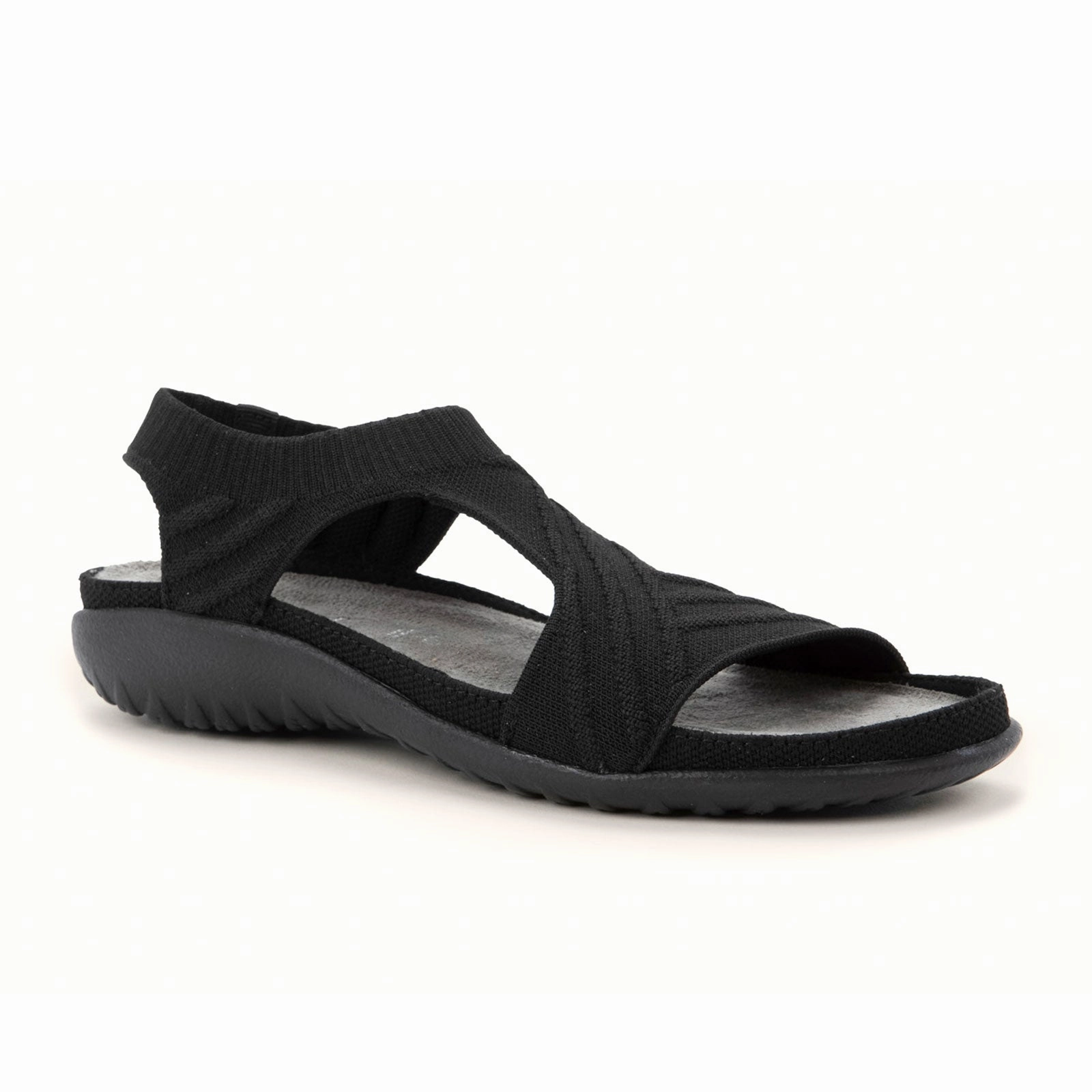 EasyCareMaterial Flattering Look Naot Kawhia Backstrap Sandal (Women) - Black Knit