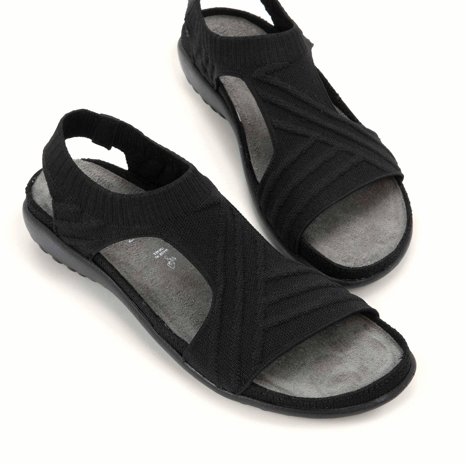 Naot Kawhia Backstrap Sandal (Women) - Black Knit Cinched-Waist Flow Friendly