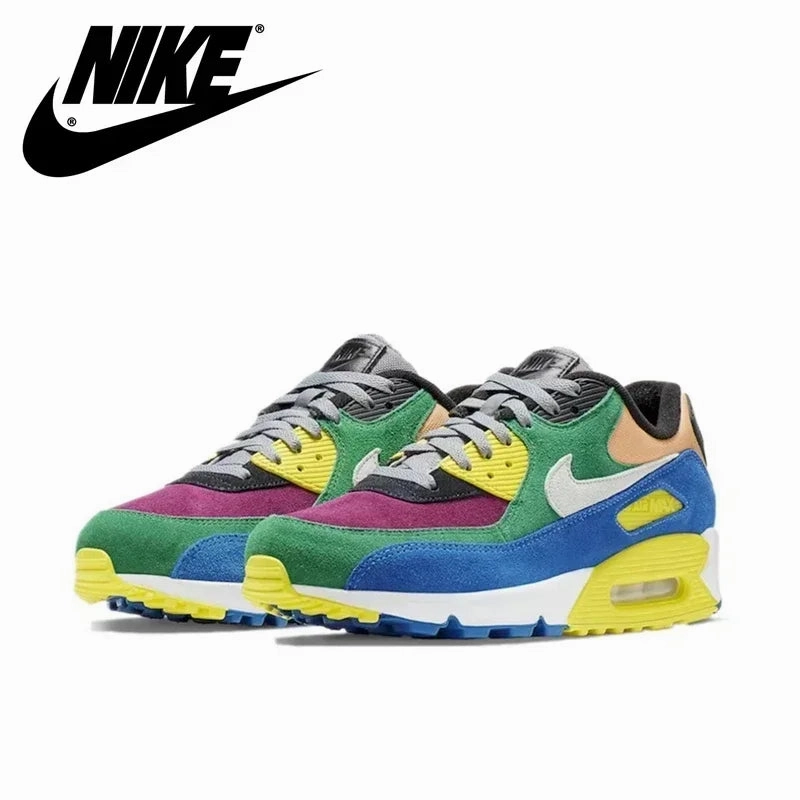 Energy Return Tech Nike Air Max 90 Men's and Women's Running Shoes Breathable Retro Waffle Shoes Forrest Gump Shoes Black and White Gray/white Hook