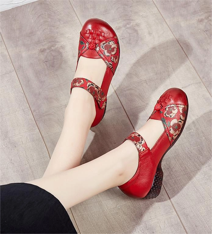 Sandals Vintage Floral Woven Leather Shoes