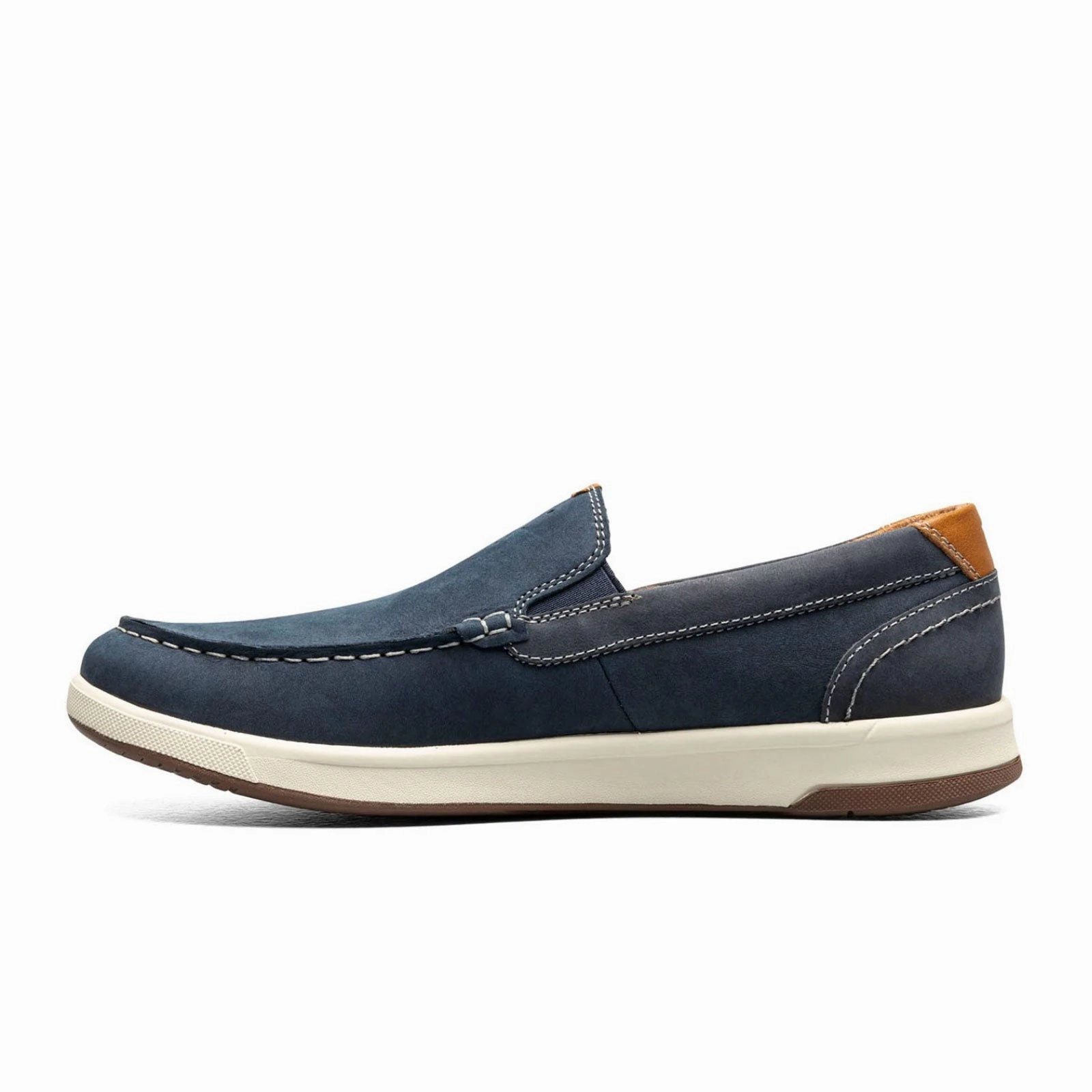 Florsheim Crossover Moc Toe Slip On (Men) - Navy Nubuck/Cognac Milled Sophisticated Look