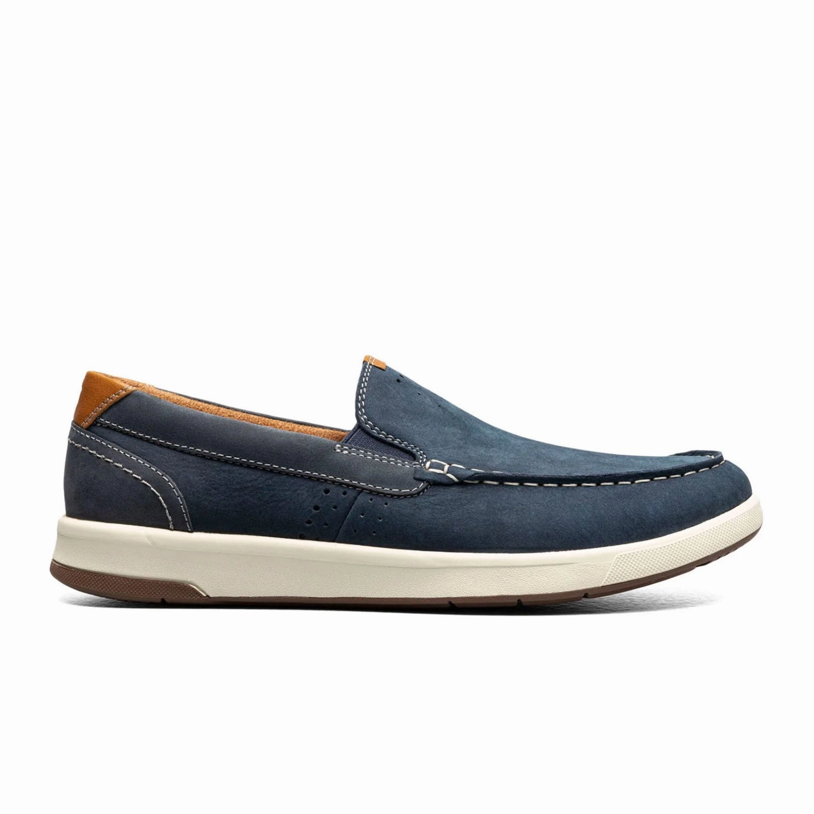 Lightweight Comfort Layered Texture Florsheim Crossover Moc Toe Slip On (Men) - Navy Nubuck/Cognac Milled