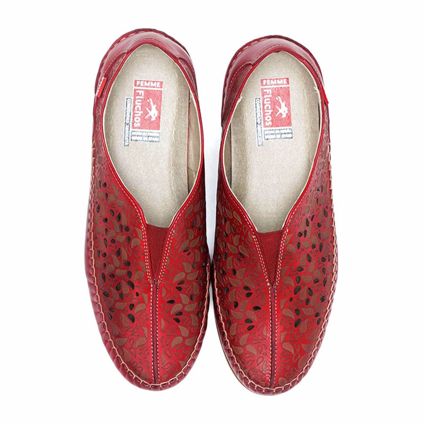 Fluchos Elsa F1182 Slip On (Women) - Red Stylish Design Long Lines