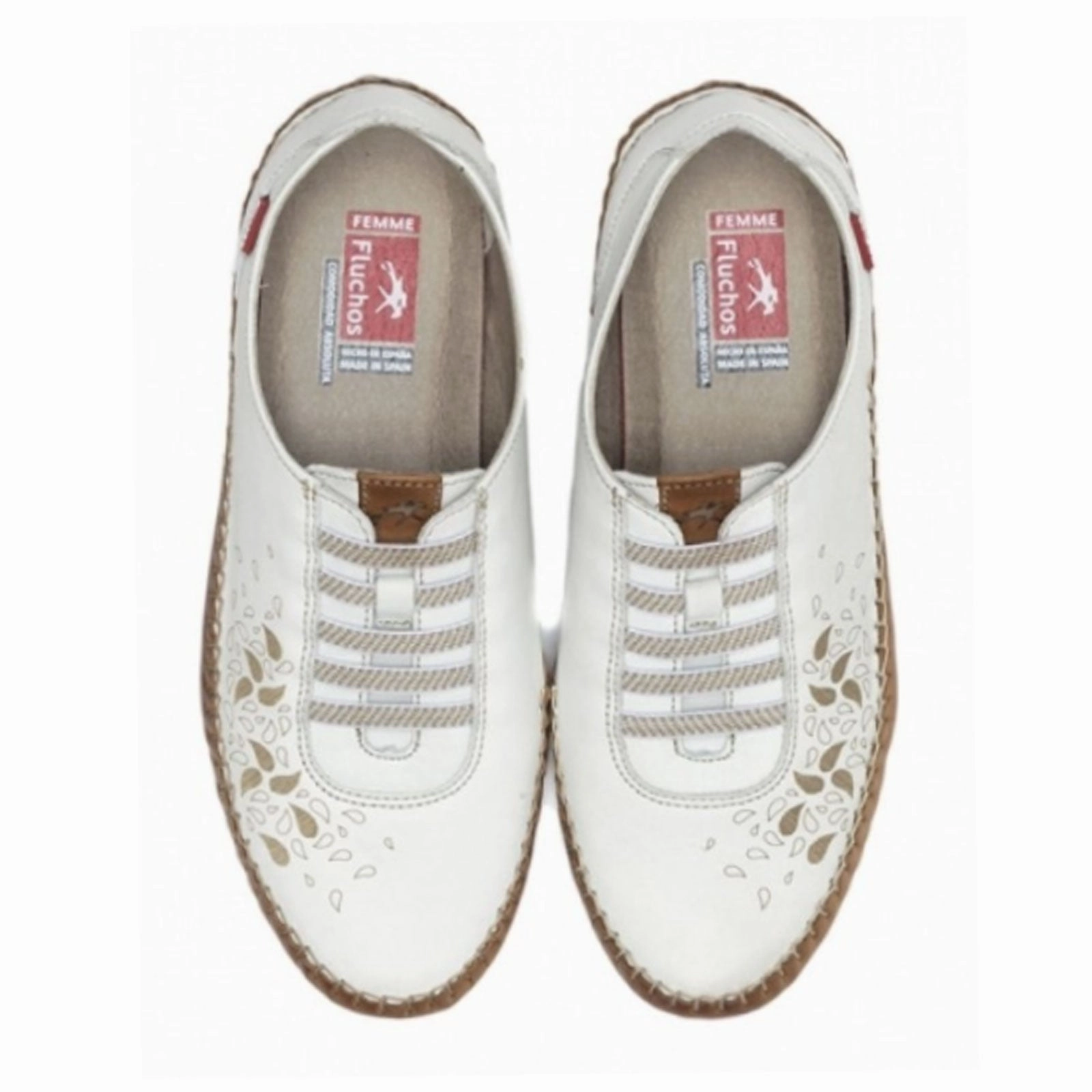 Fluchos Tucan F1181 Lace Up (Women) - White Printed-Lining Ribbed-Texture