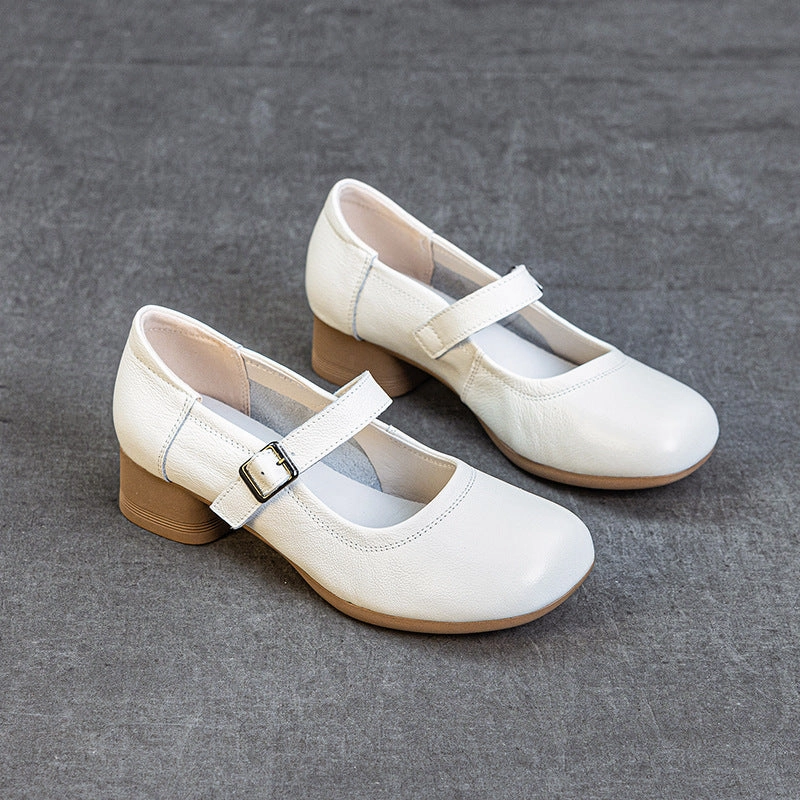 Women Genuine Leather Summer Chunky One Straped Sandals Useful