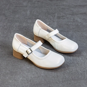 Women Genuine Leather Summer Chunky One Straped Sandals Useful