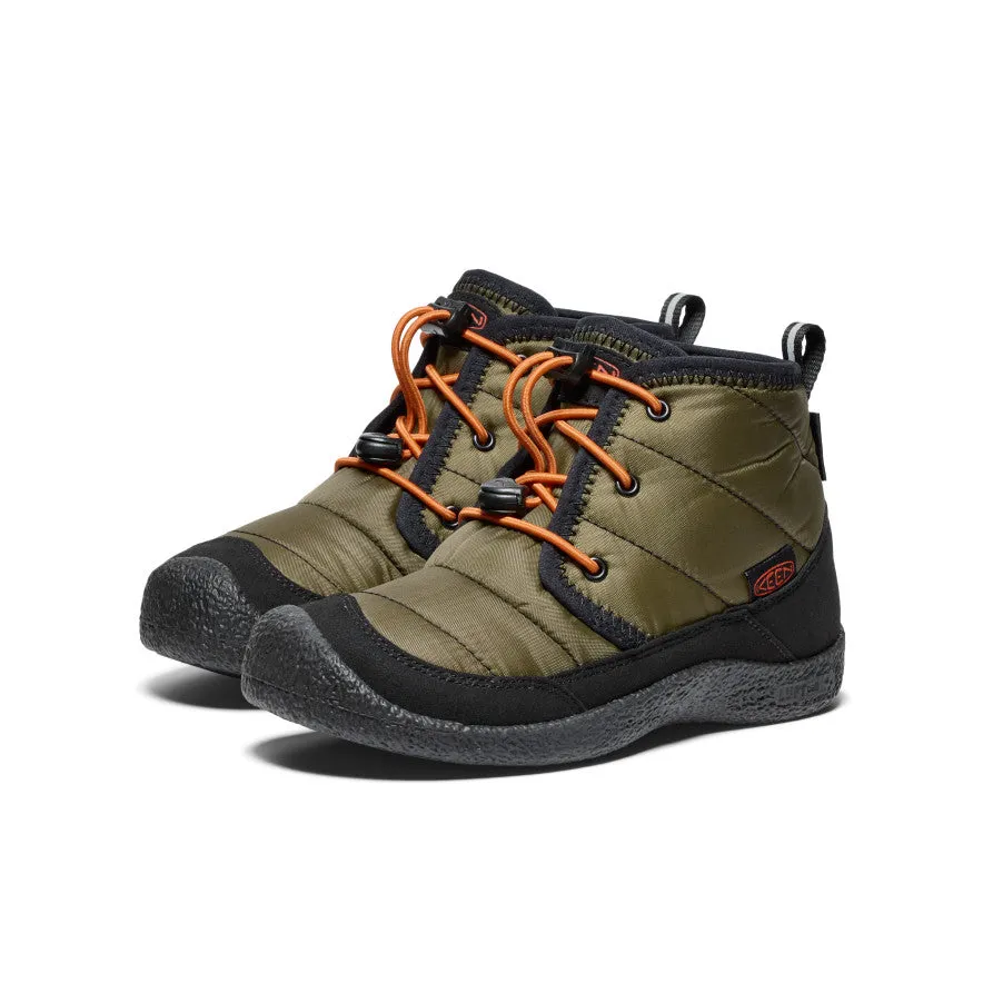Big Kids' Howser II Waterproof Chukka  |  Dark Olive/Gold Flame Tear Resistant Cold Terrain Expedition