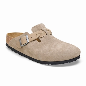 Birkenstock Boston Braid Narrow Clog (Women) - Taupe Suede Summer Air Flexible Layers
