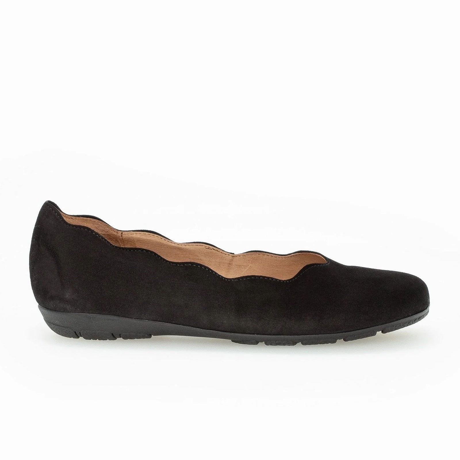 Gabor 166 Scalloped Flat (Women) - Schwarz Samtchevreau monochrome Soft Shape