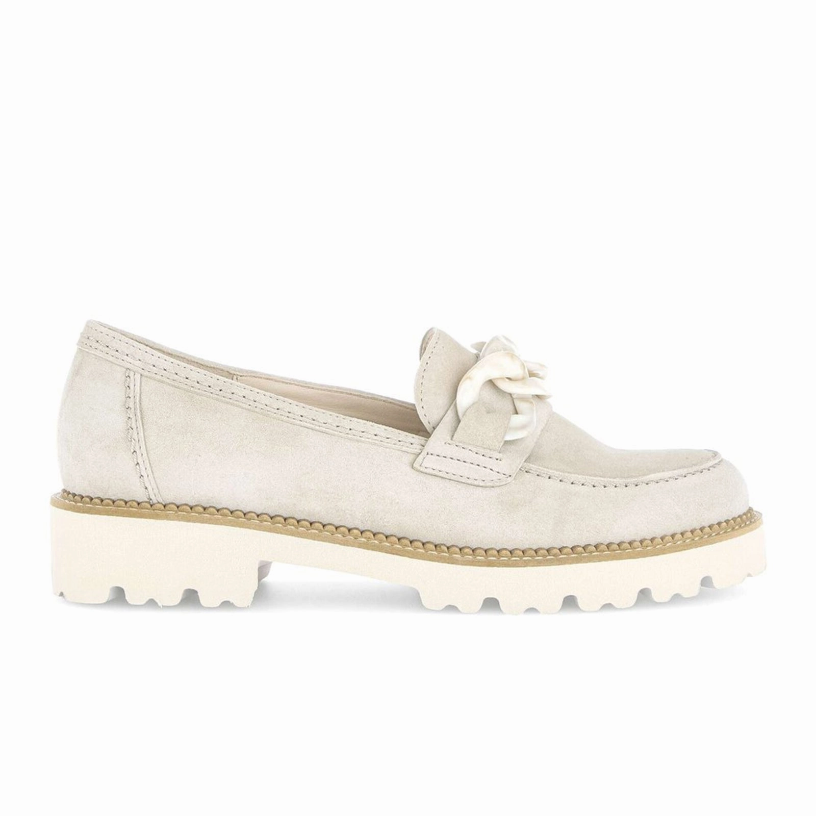 Floral-Pattern Natural Drape Gabor 240 Chain Loafer (Women) - Natural Leather