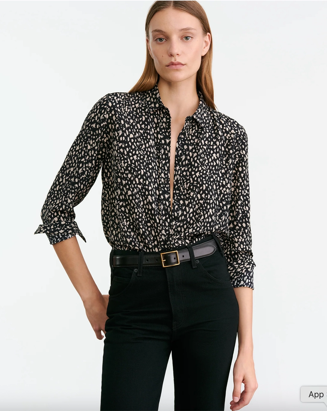 Gaia Slim Shirt in Black/Stone Cheetah Print NoIrritationSeams