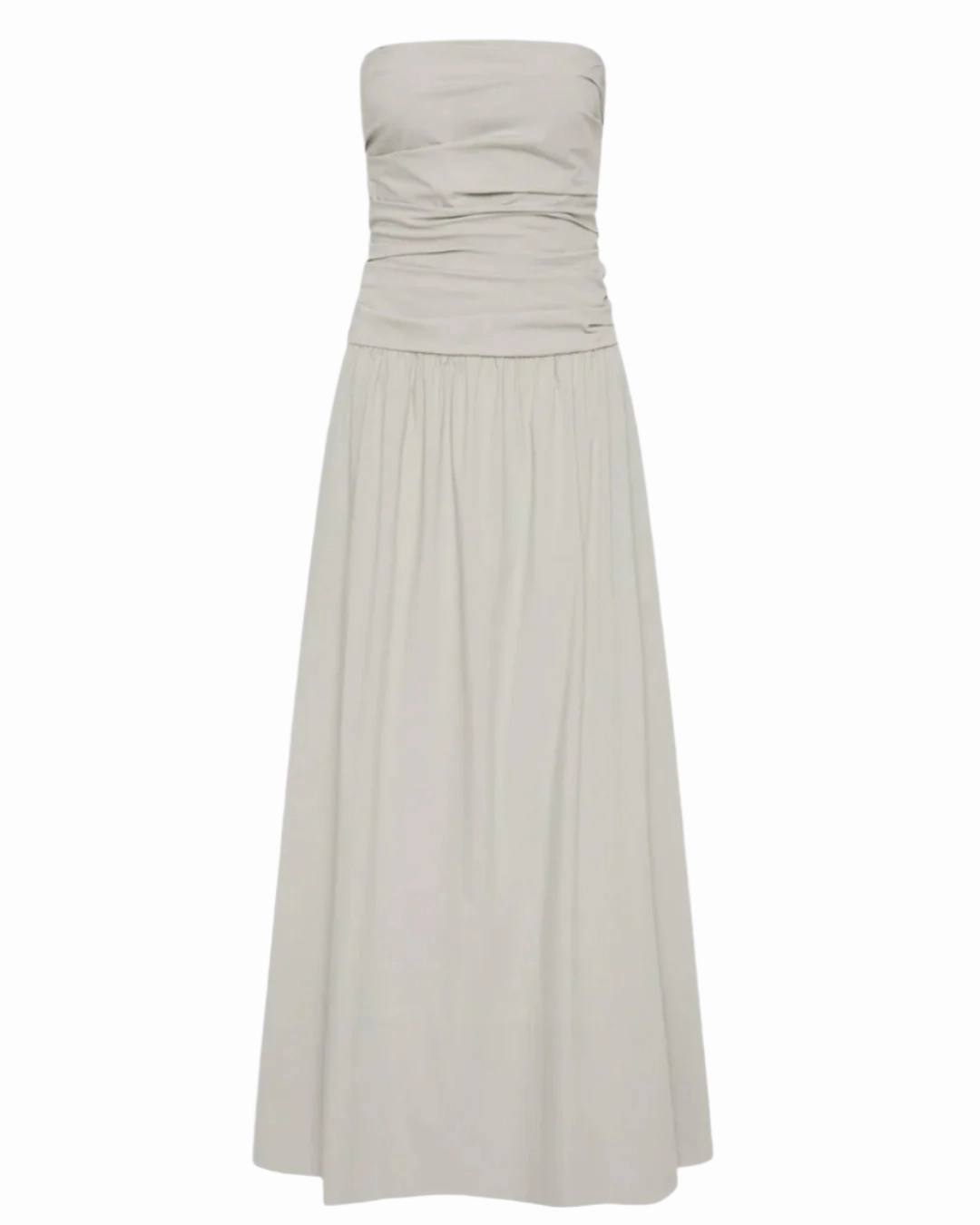 Smart Casual Gathered Strapless Tie Back Dress in Silver