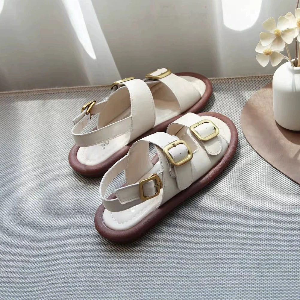 Compression Molded Foam Genuine Leather Casual Soft Flat Sole Open Toe One Straped Sandals