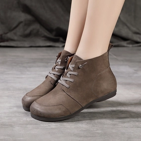 Shock Absorbing Midsole palette Genuine Leather Retro Soft Flat Sole Casual Ankle Boots