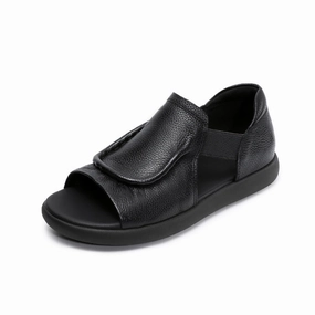 waterproof membrane Genuine Leather Summer Casual Open Toe Elastic Straped Flats