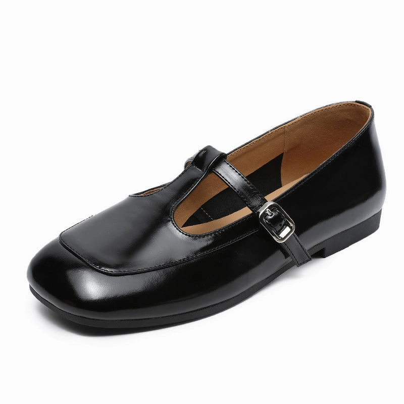 dancing - specific features Genuine Leather Vintage Closed Toe Cut Out One Straped Flats