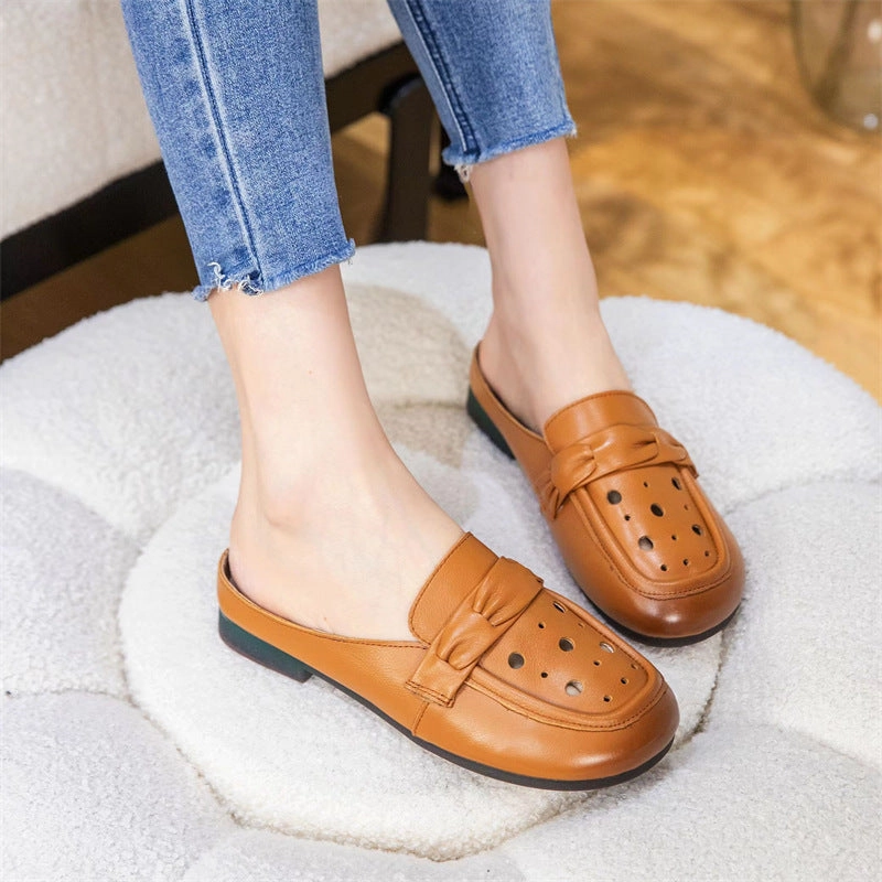 Retro Hollow Soft Soled Slip- On Shoes for Women Aesthetic