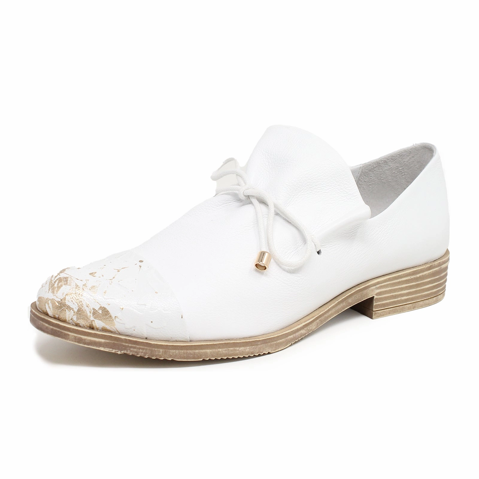 Django & Juliette Kotty Slip On (Women) - White/Gold Flower Abstract Pattern Cute Touch