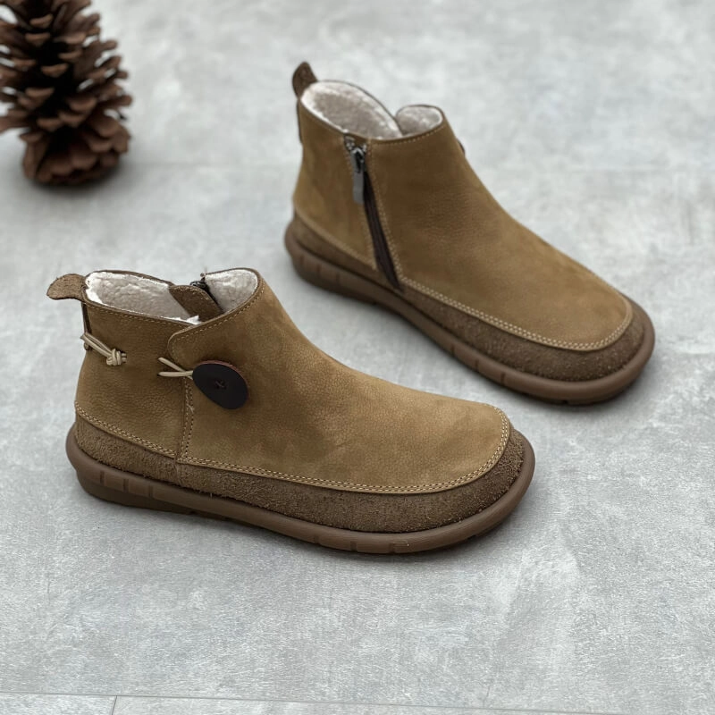 Adjustable Babakud Women Winter New Velvet Plush Lining Leather Boots