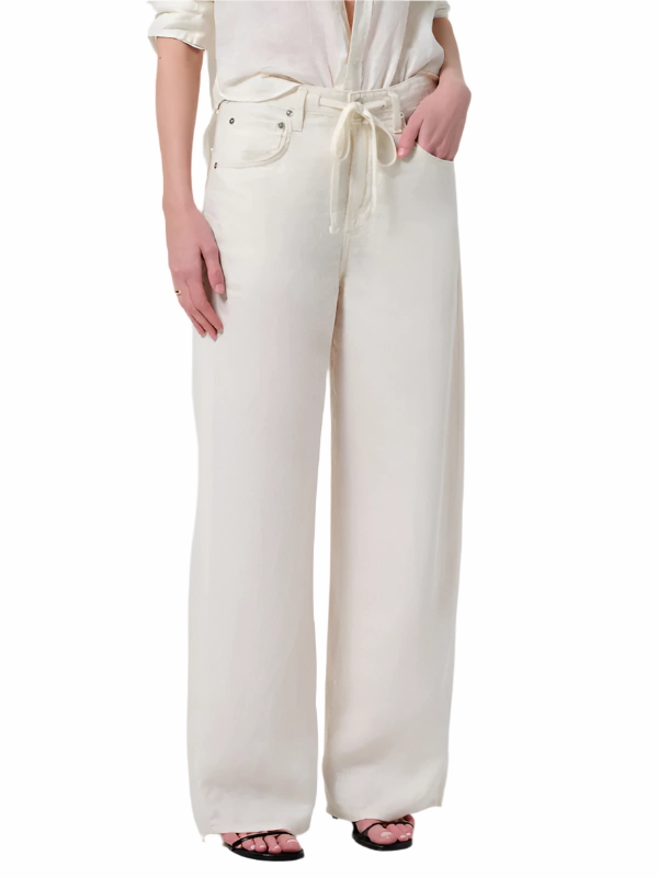 Active Ease Brynn Drawstring Linen Trouser in Vanilla