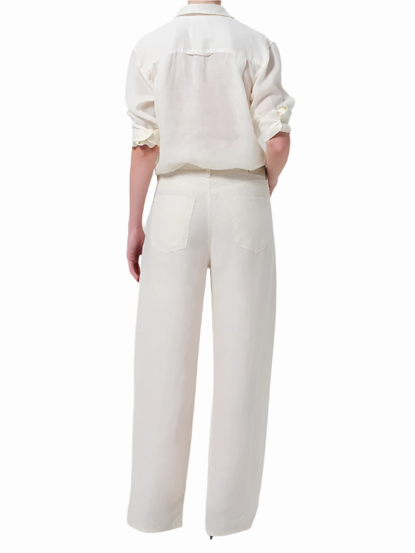 CrossBackStructure Brynn Drawstring Linen Trouser in Vanilla