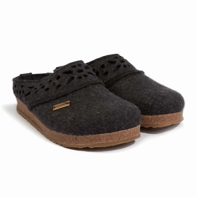 Haflinger Lacey Clog (Women) - Charcoal Cozy and Comfortable