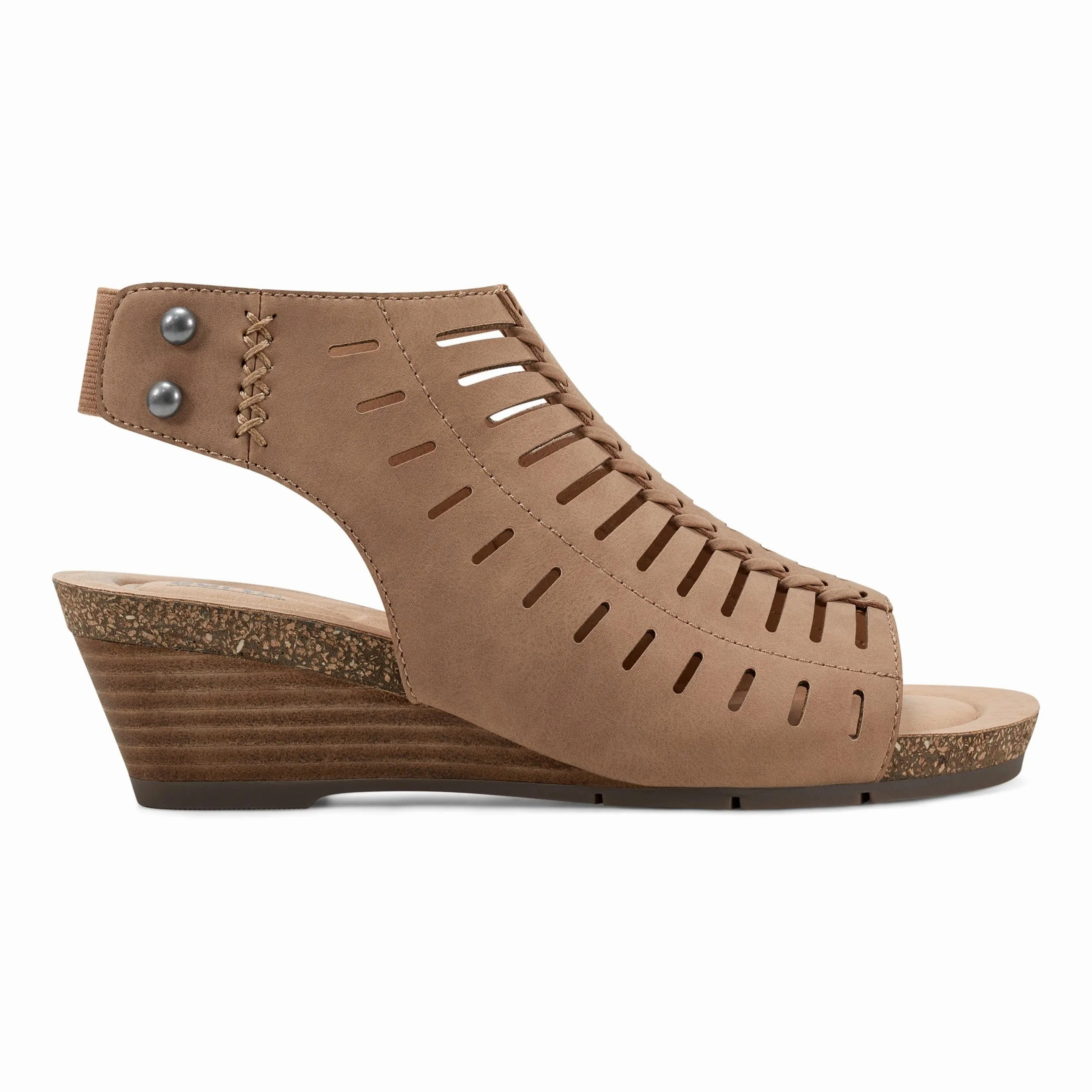 practical user Hana Round Toe Laser Cut Dress Sandals