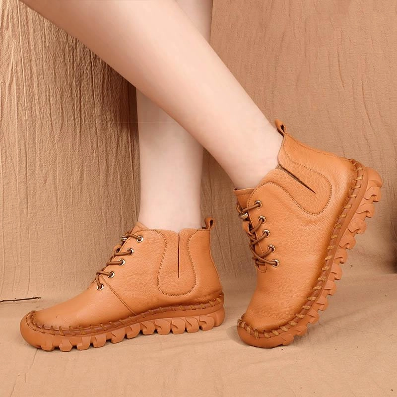 Ultra Cushion Foam Handmade Casual Soft Sole Platform Flat Leather Shoes