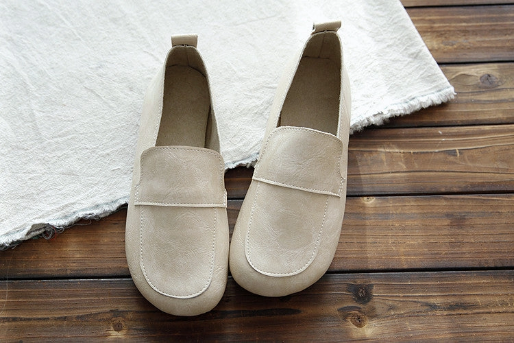 Babakud Women Spring Casual Leather Soft Sole Slip-On Shoes most work