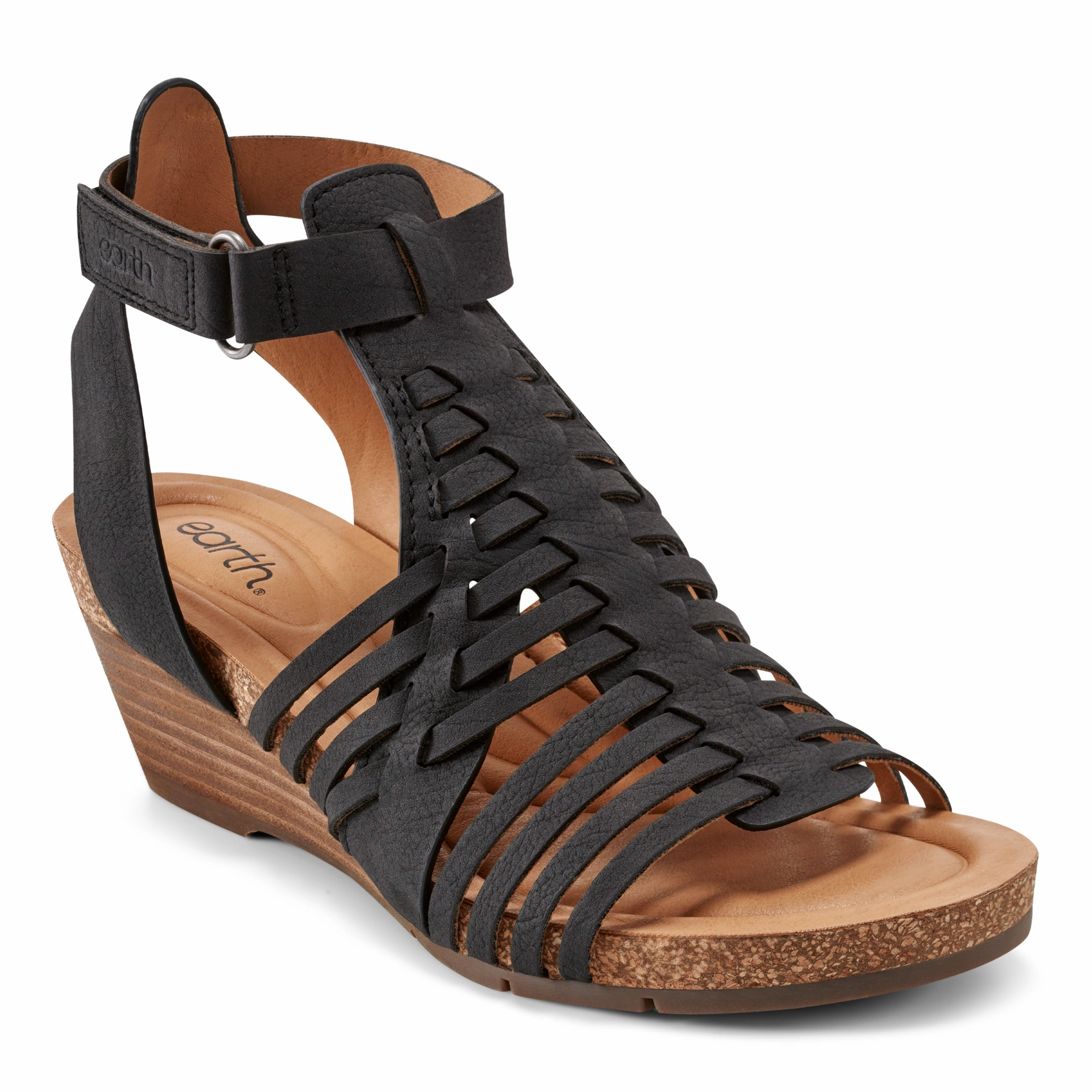 Hattie Round Toe Strappy Wedge Sandals style - level Microfiber Lining