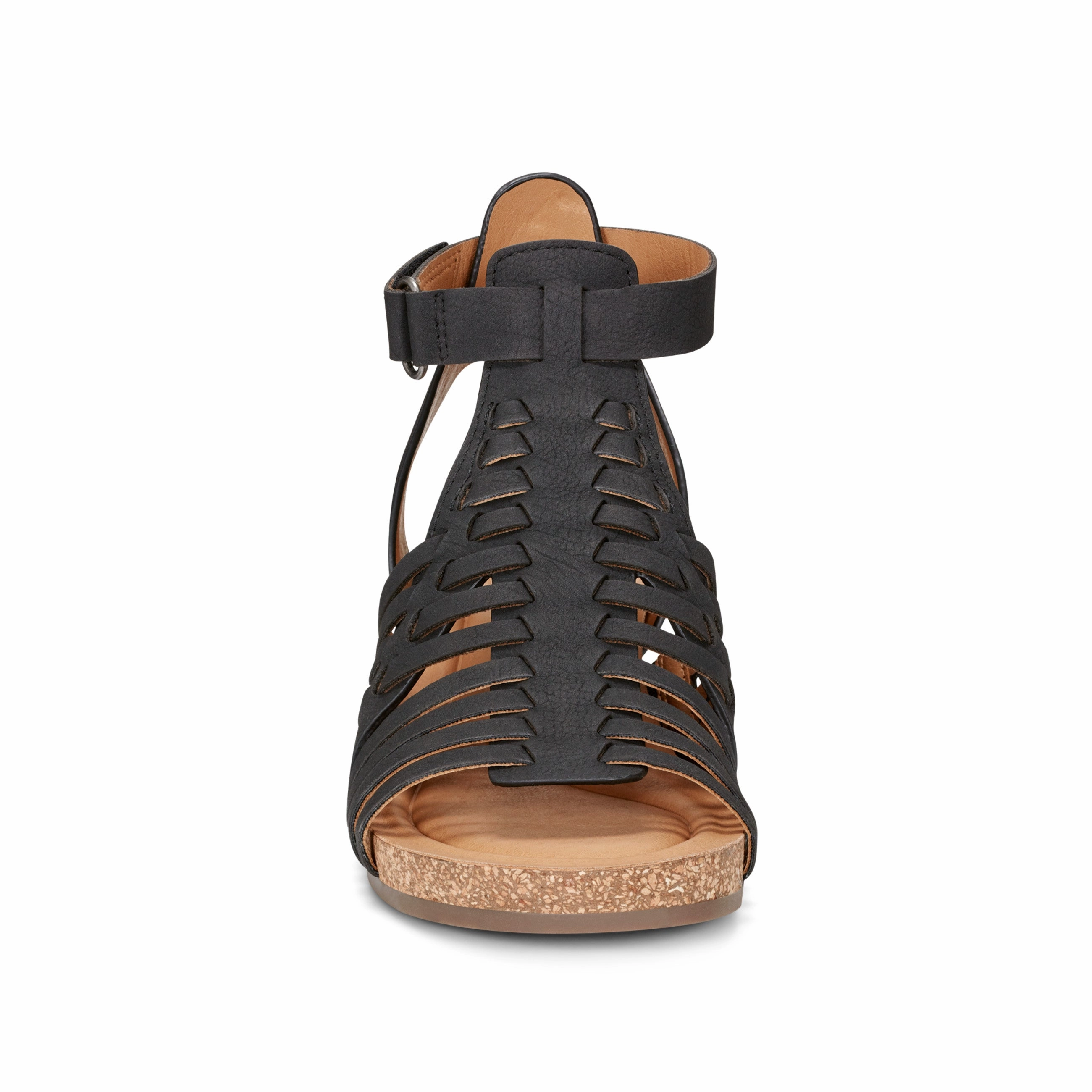 Rockered Profile closed-toe Hattie Round Toe Strappy Wedge Sandals