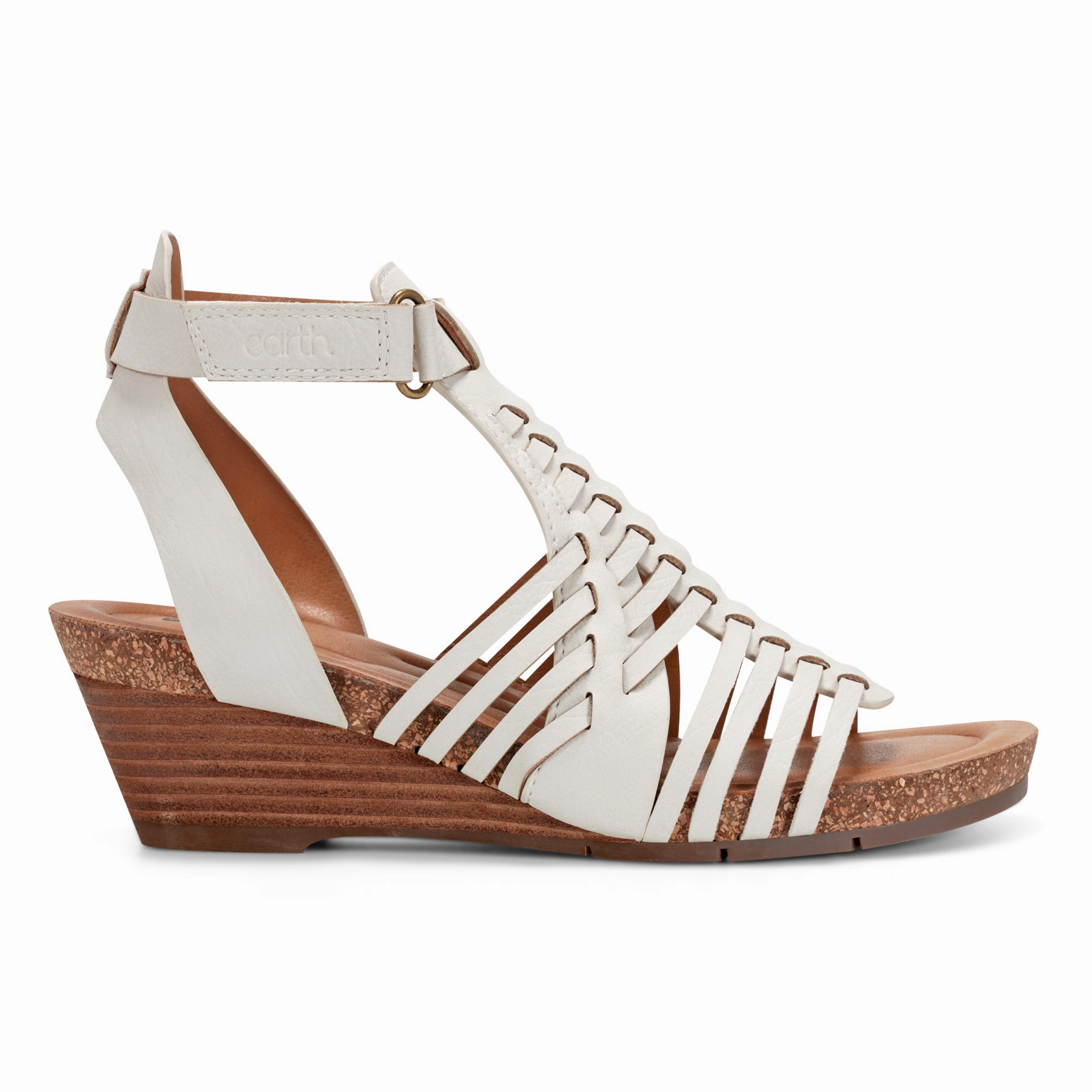 Distinctive Design hook - and - loop Hattie Round Toe Strappy Wedge Sandals