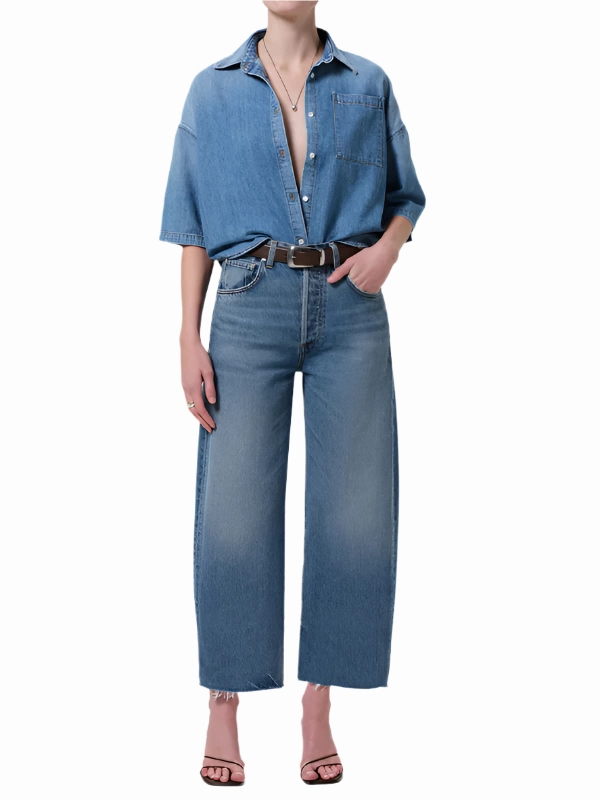 All-Occasion Winter Fit Frances Cropped Cape Button Up in Skyland