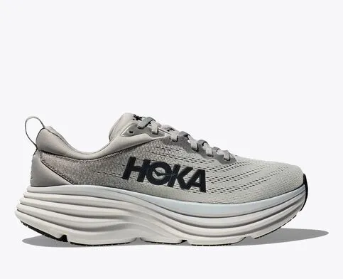 HOKA MENS BONDI 8 - SHARKSKIN/HARBOR MIST Ultra-soft sole Natural Foot Shape
