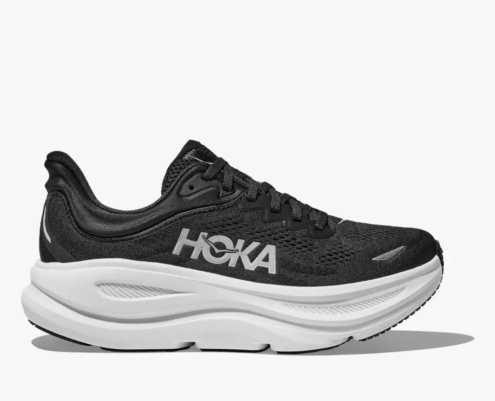 HOKA WOMENS BONDI 9 - BLACK / WHITE Anti Slip Outsole Pattern