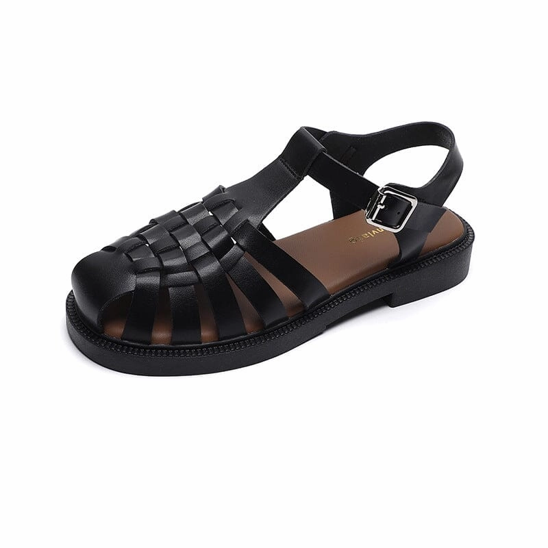 Sought-after Flexible Lining Women Retro Plaited Leather Summer Sandals