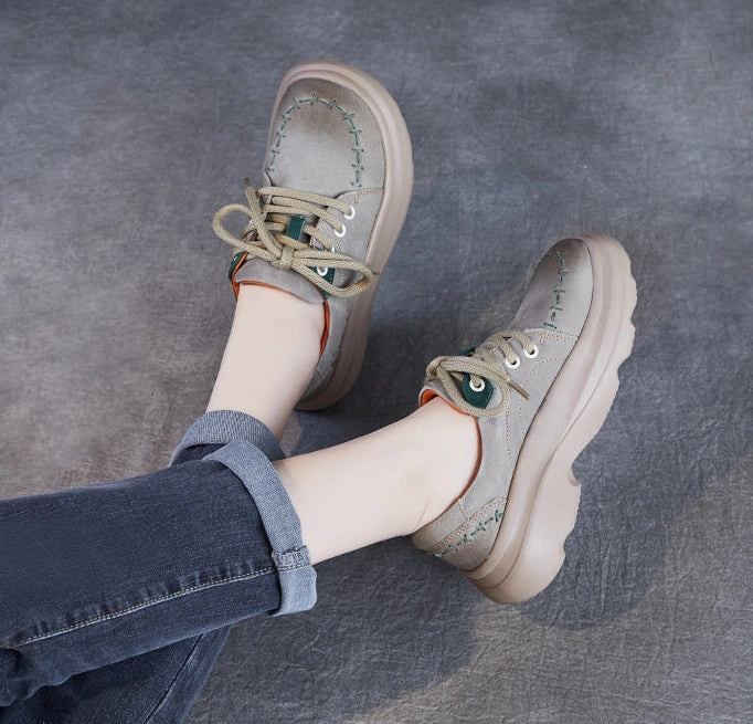 Fashion Lightweight Thick Soled Lace-Up Casual Shoes for Women least school