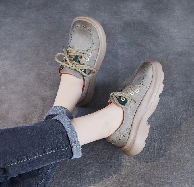 exact Ultra Responsive Cushioning Fashion Lightweight Thick Soled Lace-Up Casual Shoes for Women