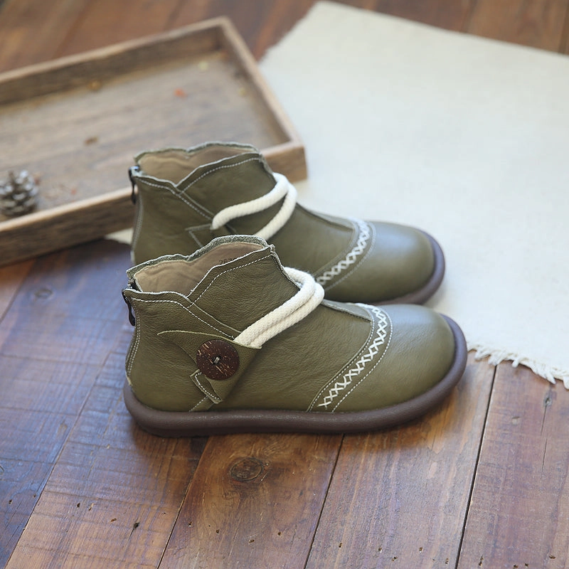 Women Autumn Trends Cowhide Leather Casual Boots Shock-absorbent look diabetic-friendly