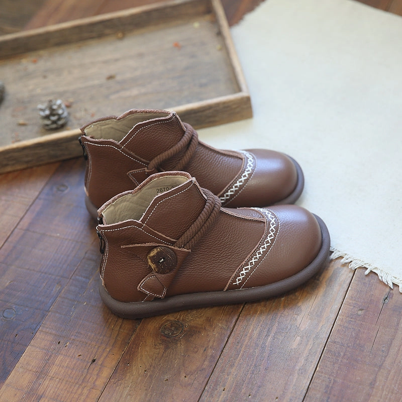 Women Autumn Trends Cowhide Leather Casual Boots Anti Static Construction