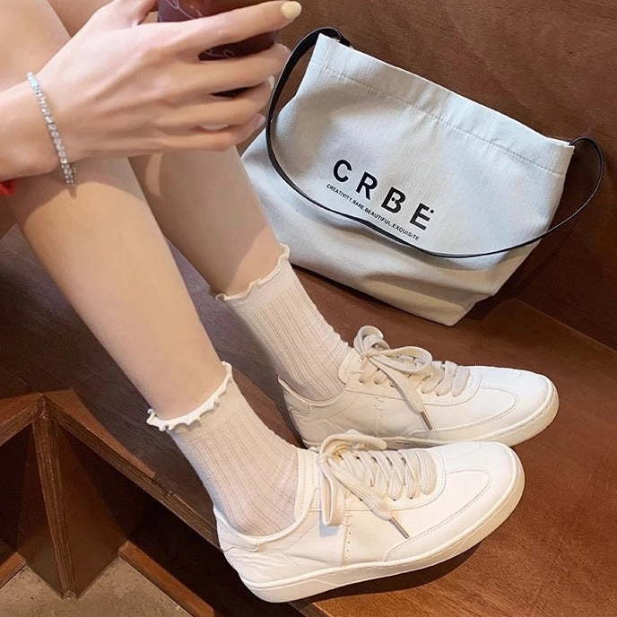 low - cut Rubberized Traction Women Casual Versatile Patchwork Lace-Up Shoes