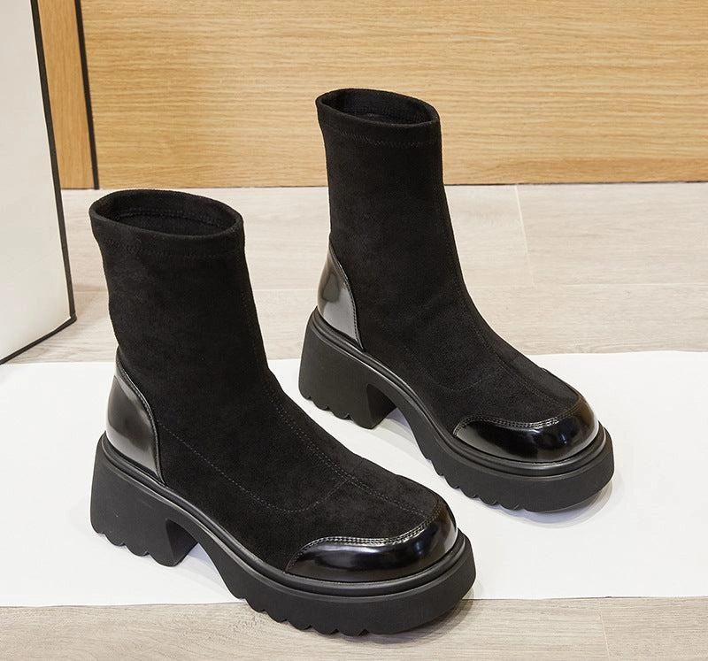 Women Cozy Minimalist Retro Suede Spliced Leather Boots commuters Orthotic Friendly Design