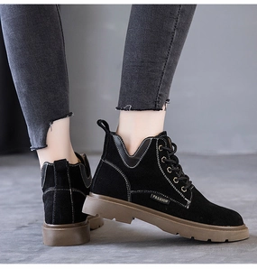 Ladies Low Heel Lace Up Casual Suede Booties Boosted sole Ventilated Lining