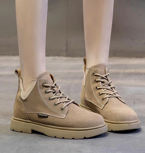 Designer Style Arch support Ladies Low Heel Lace Up Casual Suede Booties