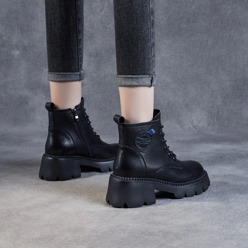 cycling equipment Maximum arch Women Winter Furred Leather Chunky Heel Boots