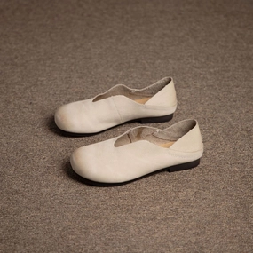 Women??s Retro Soft Leather Slip-On Flats In Genuine Cowhide For Summer irreplaceable