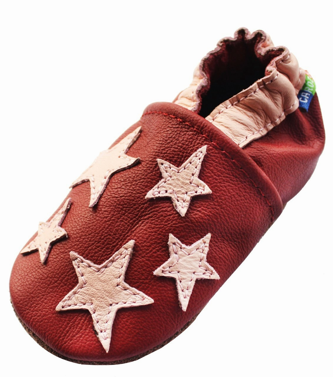 Carozoo Soft Sole Leather Shoes Five Star Dark Red Torsional Stability Plate Breathable touch