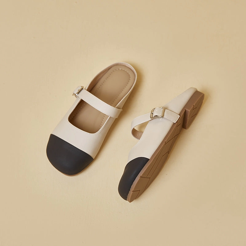 Chunky Heel Women Summer Color Block Comfortable Slippers