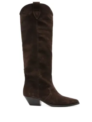 Denvee Boots in Chocolate Suede Stain-Resistant Enhanced Traction Pattern