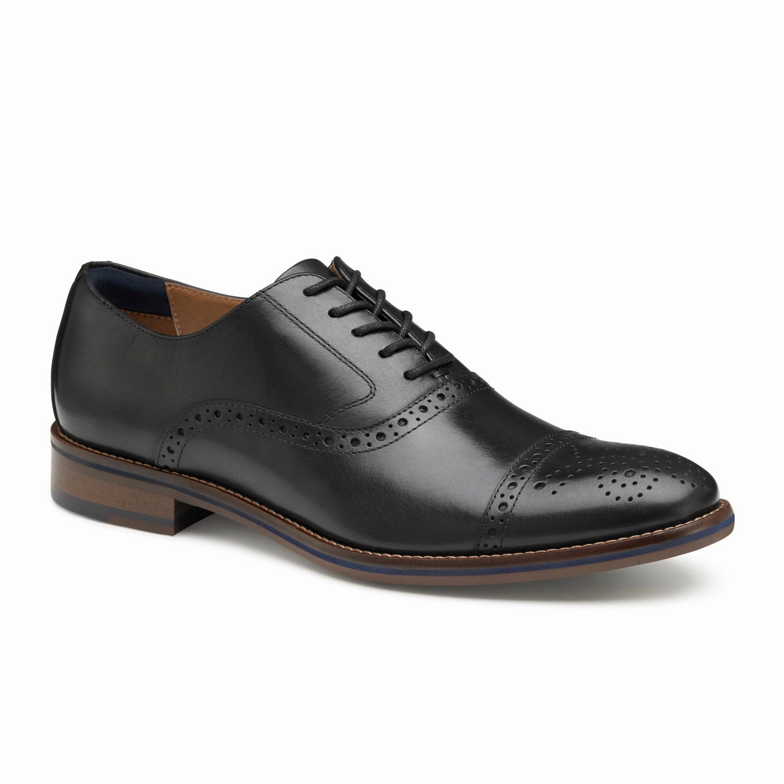 Feminine Structure Understated Elegance Johnston & Murphy Conard 2.0 Cap Toe Oxford (Men) - Black Full Grain
